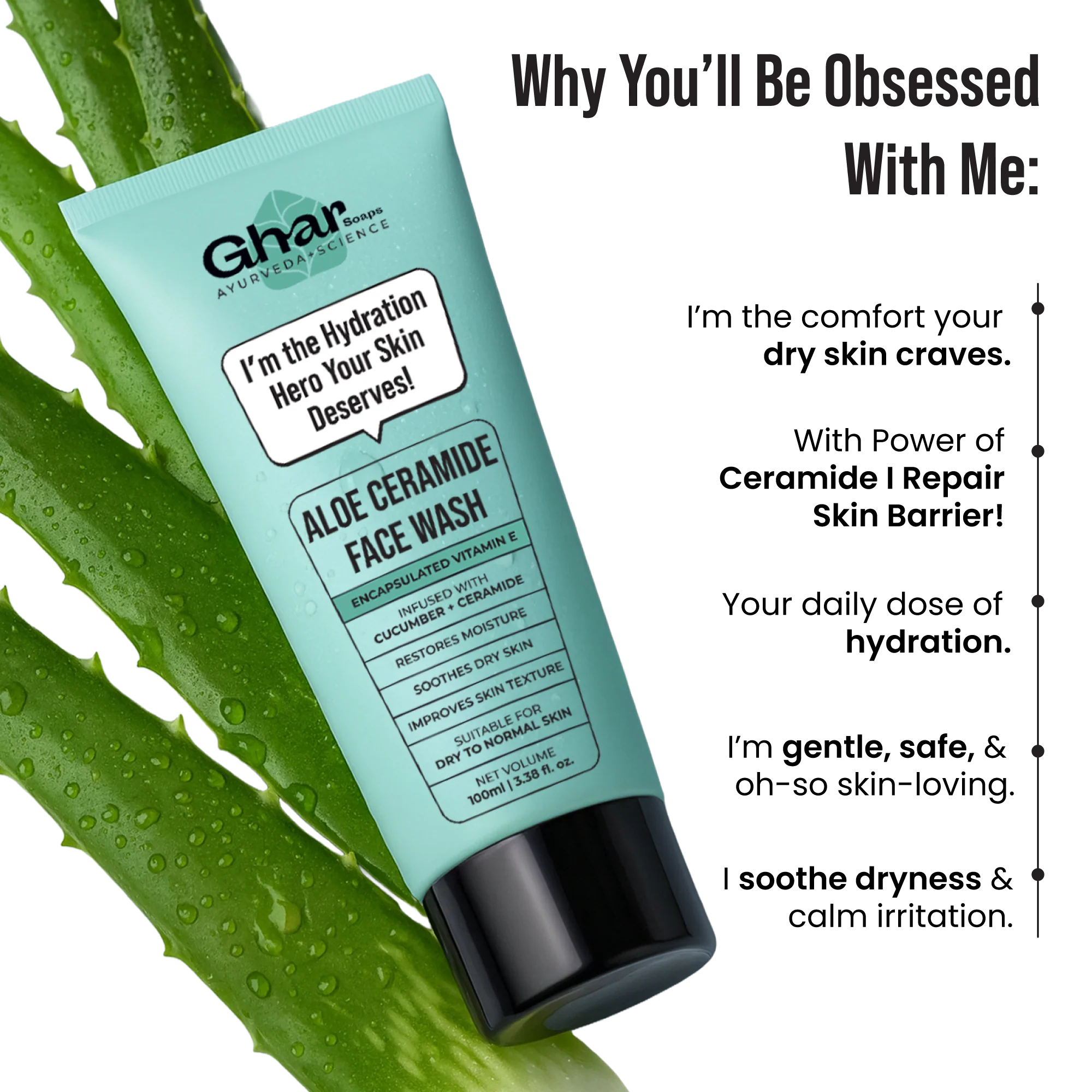 Aloe-Ceramide Face Wash For Dry to Normal Skin - Image 5