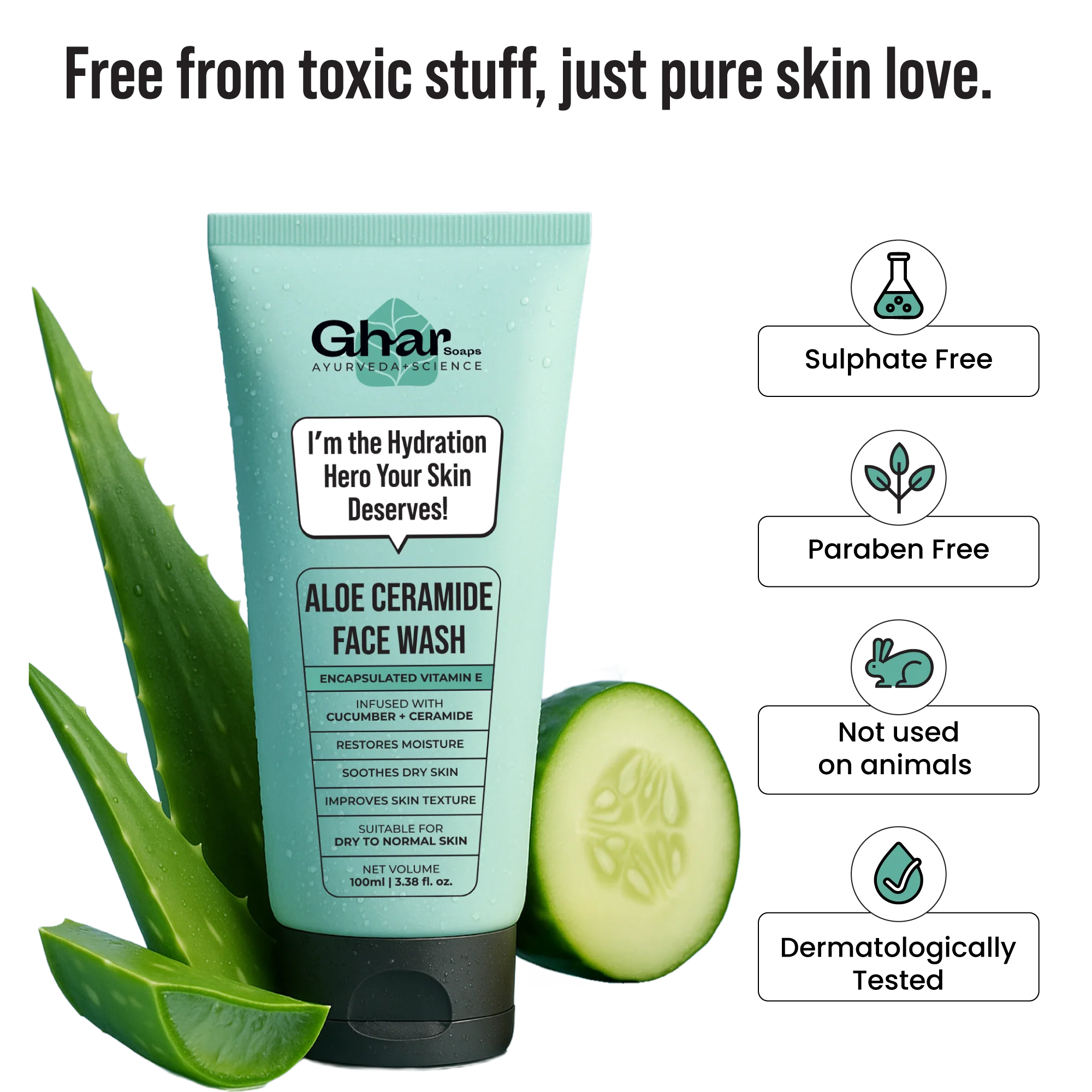Aloe-Ceramide Face Wash For Dry to Normal Skin - Image 7