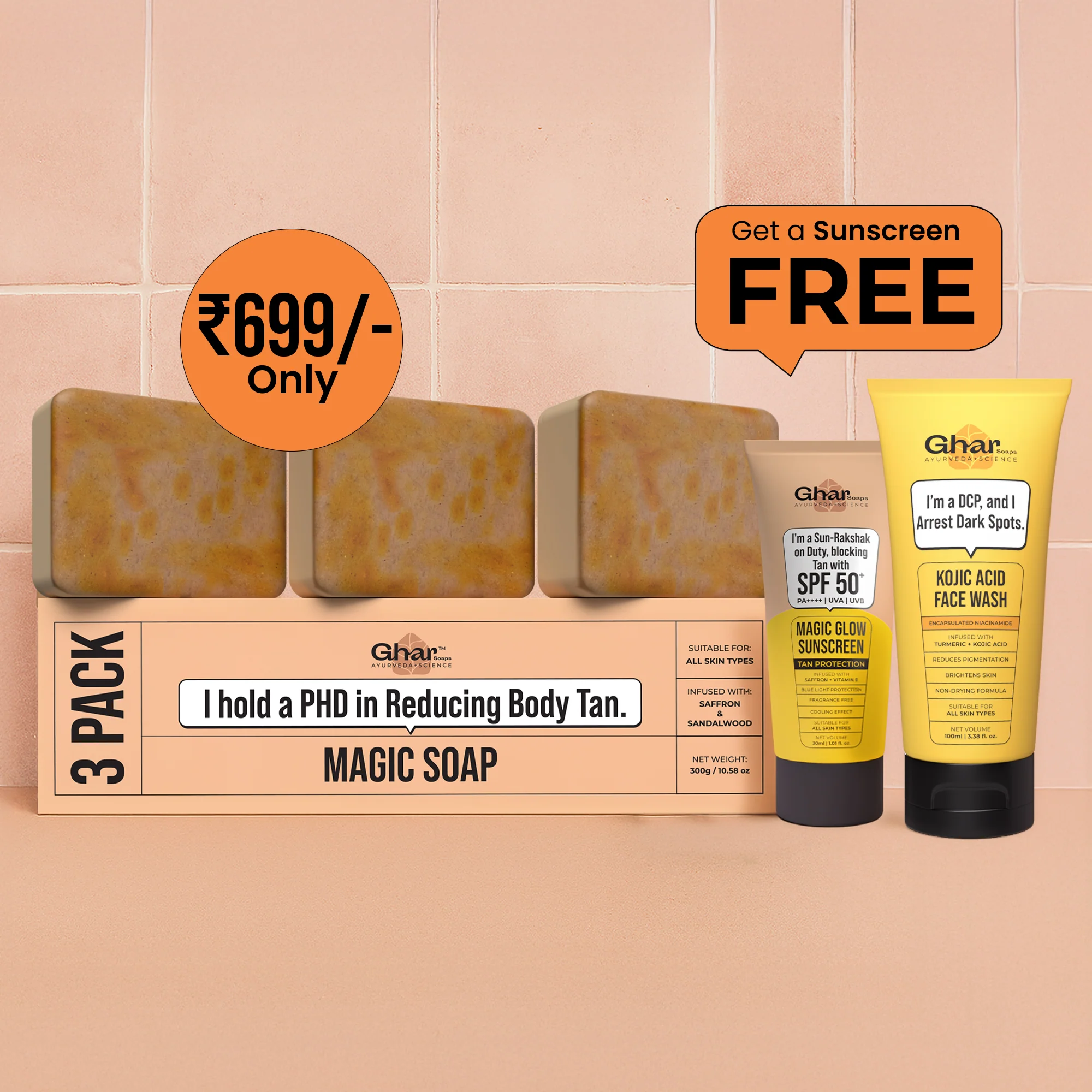 Magic Soap + Kojic Face Wash + Magic Cream + Free Sunscreen - Image 3